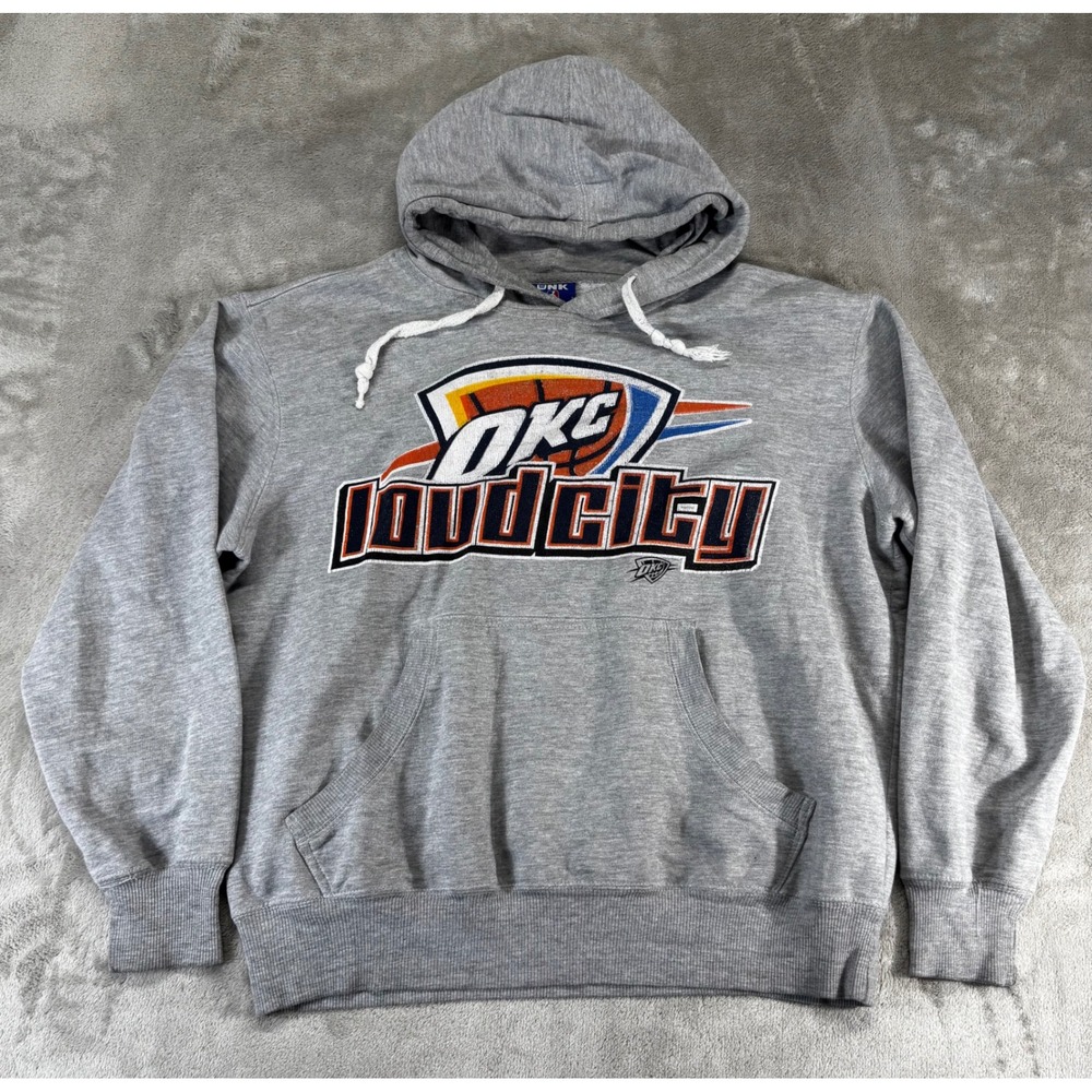 UNK NBA Hoodie Mens Large‎ Gray OKC Thunder Loud City Basketball Pullover